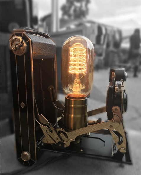 Raphael Creations vintage camera lamp